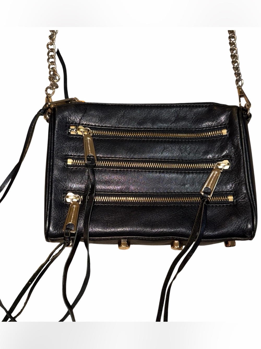 Rebecca Minkoff Black Leather Crossbody with Gold Hardware - Picture 3 of 8